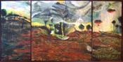 "Ann's Landscape"  oil with encaustic 3.25' x 6.5'